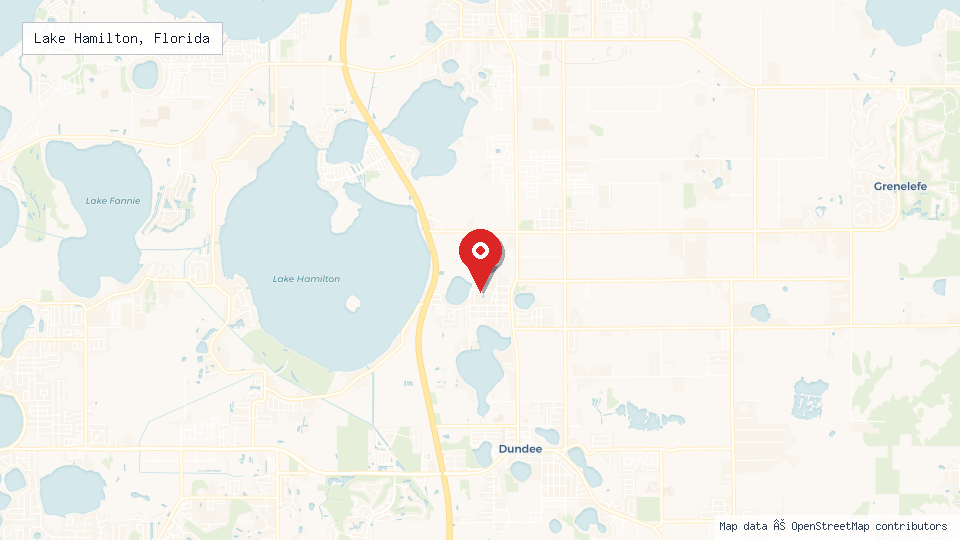 Street map of Lake Hamilton, Florida with location pin