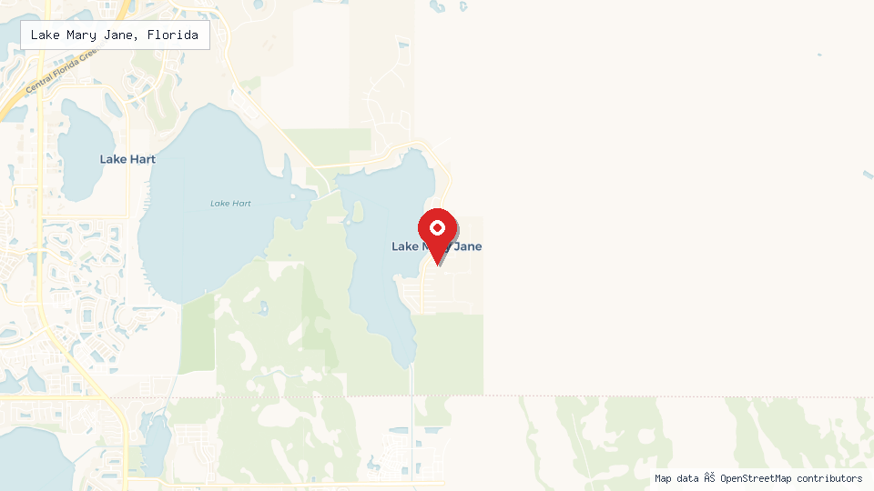 Street map of Lake Mary Jane, Florida with location pin