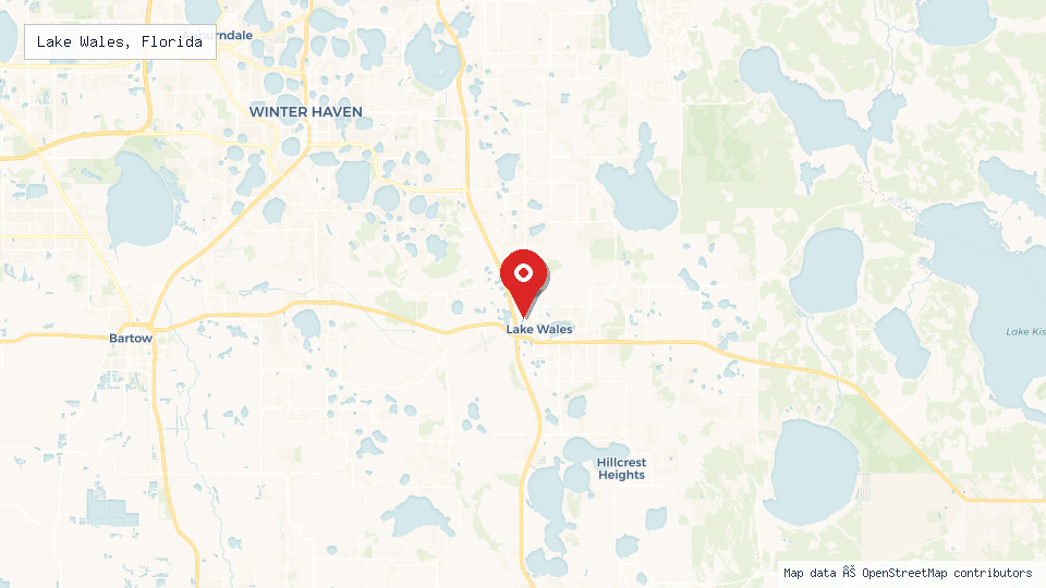 Street map of Lake Wales, Florida with location pin