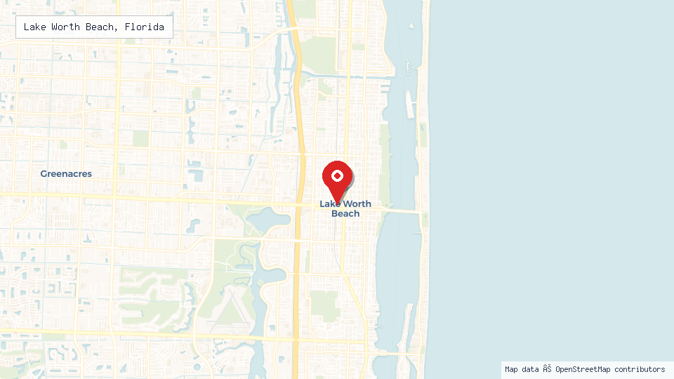 Street map of Lake Worth Beach, Florida with location pin