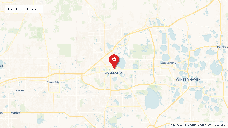 Street map of Lakeland, Florida with location pin