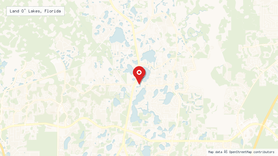 Street map of Land O' Lakes, Florida with location pin