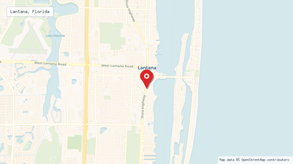 Street map of Lantana, Florida with location pin