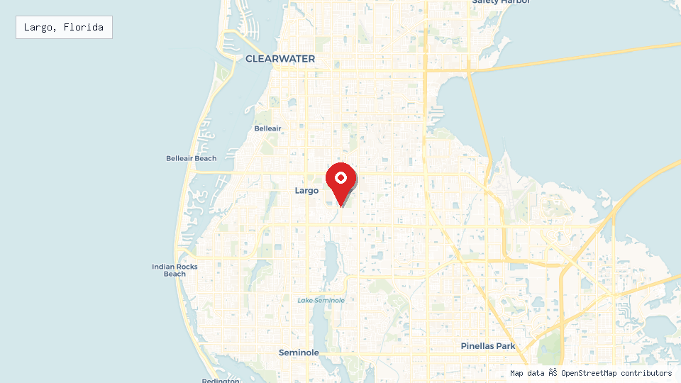 Street map of Largo, Florida with location pin