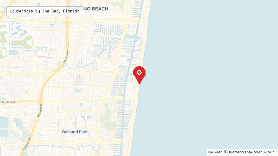 Street map of Lauderdale-by-the-Sea, Florida with location pin