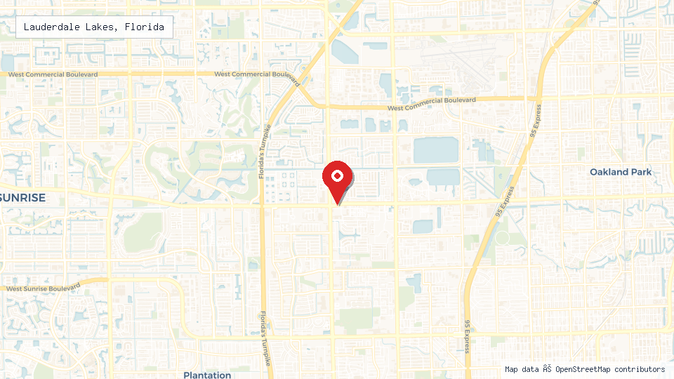 Street map of Lauderdale Lakes, Florida with location pin