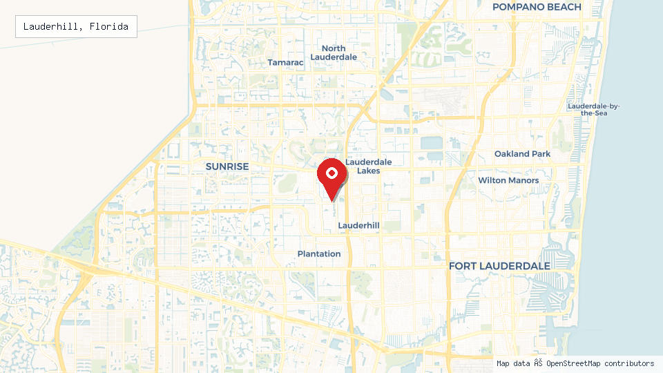 Street map of Lauderhill, Florida with location pin