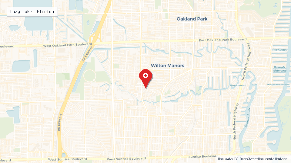 Street map of Lazy Lake, Florida with location pin