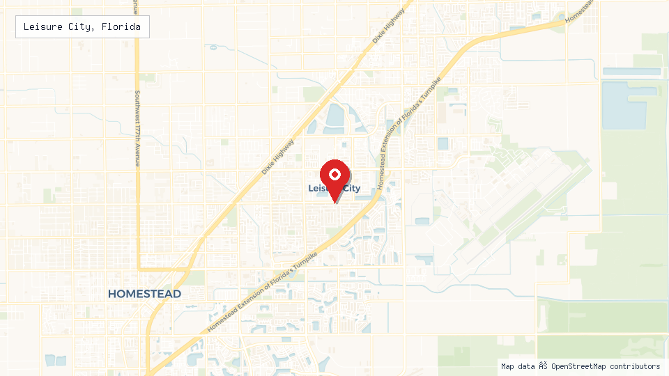 Street map of Leisure City, Florida with location pin