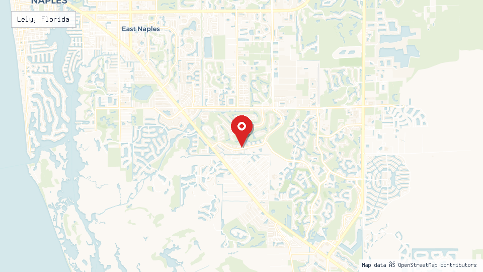 Street map of Lely, Florida with location pin