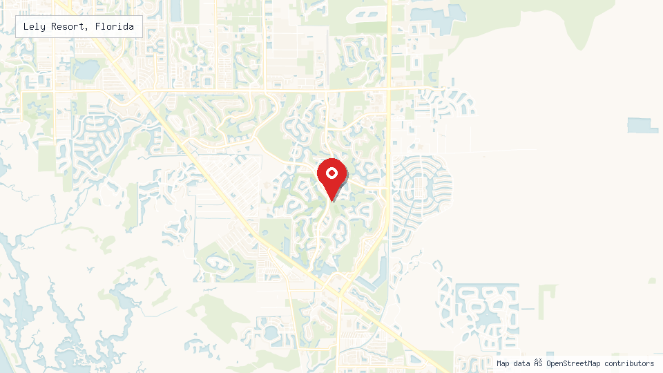 Street map of Lely Resort, Florida with location pin