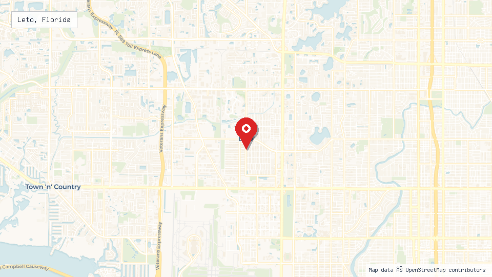 Street map of Leto, Florida with location pin