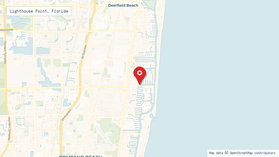 Street map of Lighthouse Point, Florida with location pin
