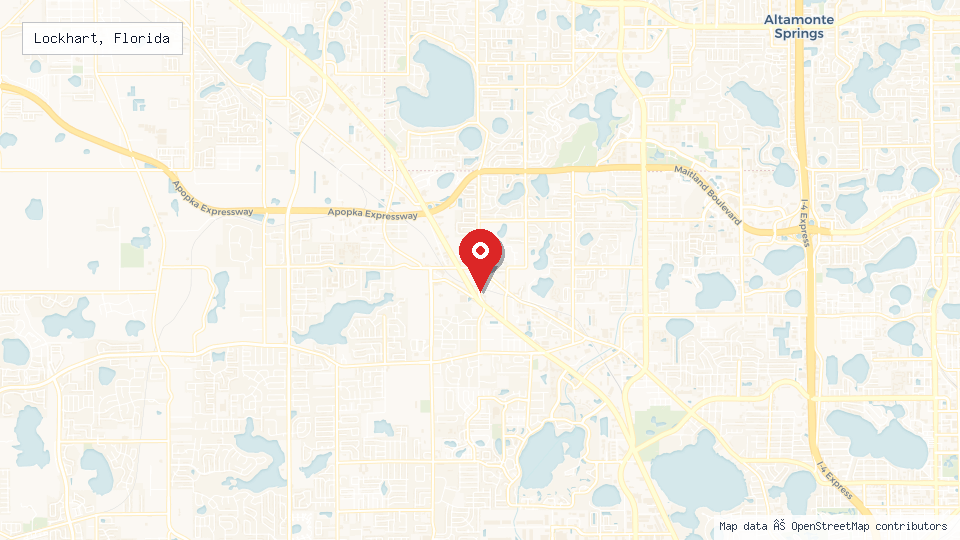 Street map of Lockhart, Florida with location pin