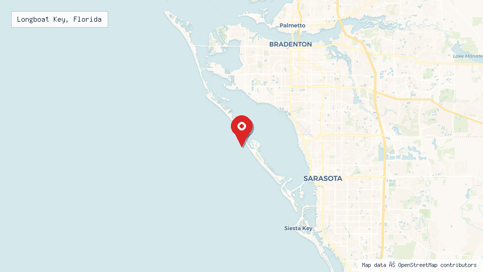 Street map of Longboat Key, Florida with location pin