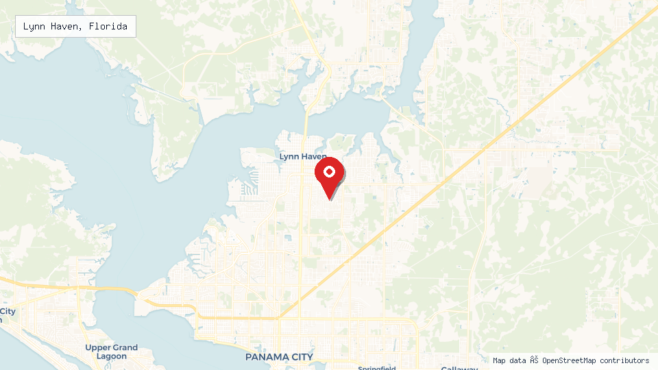 Street map of Lynn Haven, Florida with location pin