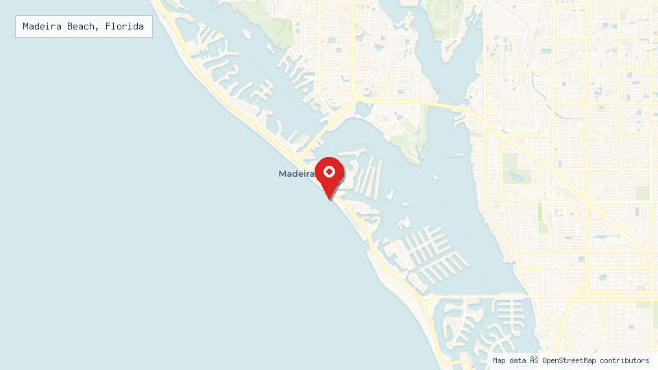 Street map of Madeira Beach, Florida with location pin