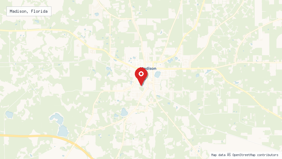 Street map of Madison, Florida with location pin