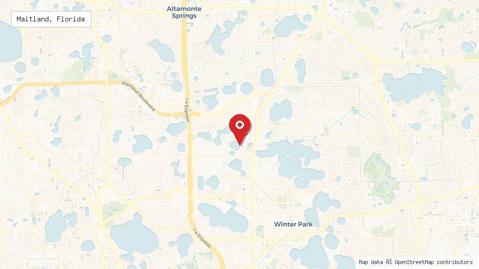 Street map of Maitland, Florida with location pin