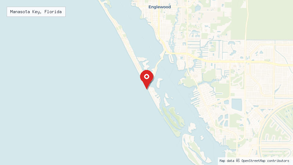 Street map of Manasota Key, Florida with location pin