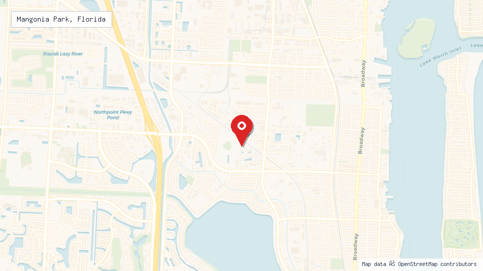 Street map of Mangonia Park, Florida with location pin