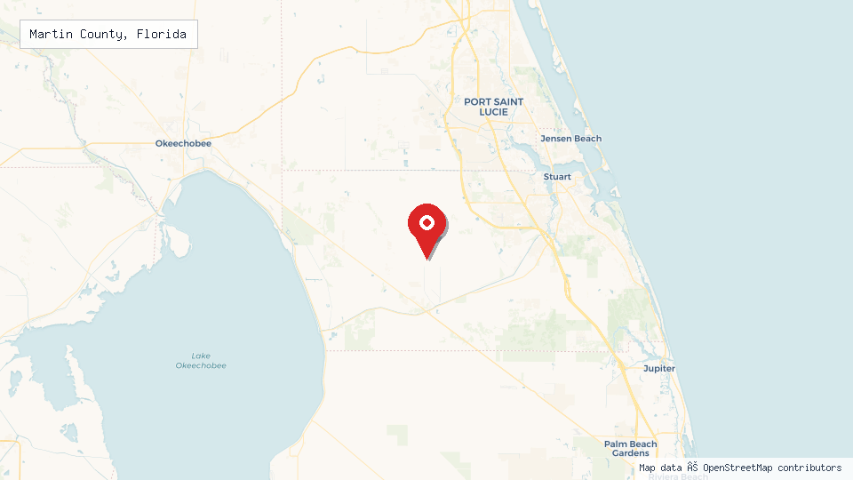 Street map of Martin County, Florida with location pin
