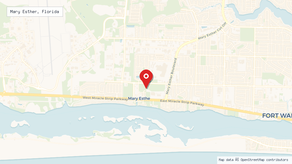 Street map of Mary Esther, Florida with location pin