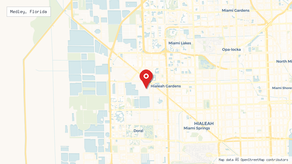 Street map of Medley, Florida with location pin