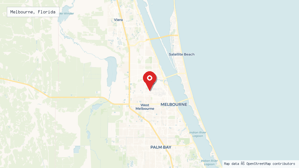 Street map of Melbourne, Florida with location pin