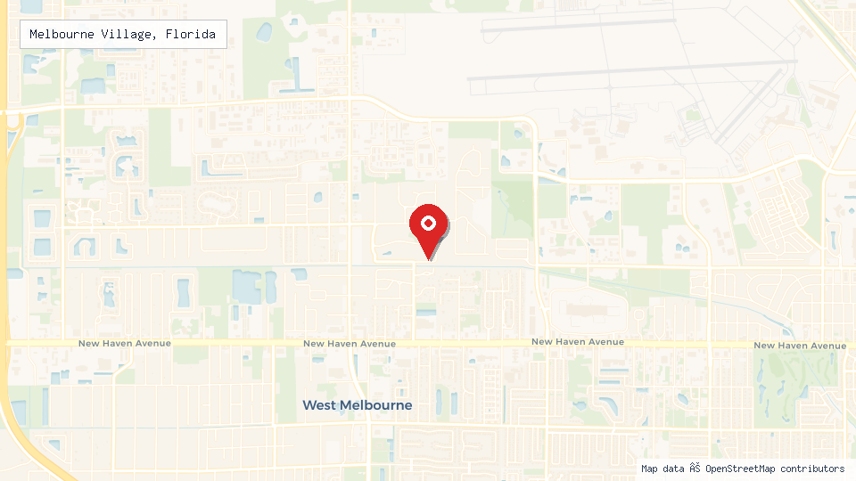 Street map of Melbourne Village, Florida with location pin