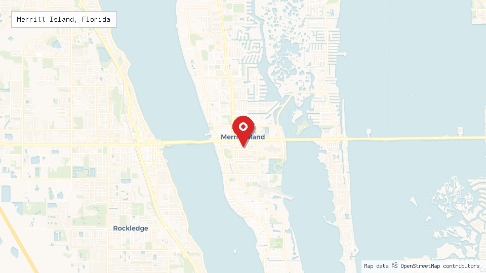 Street map of Merritt Island, Florida with location pin