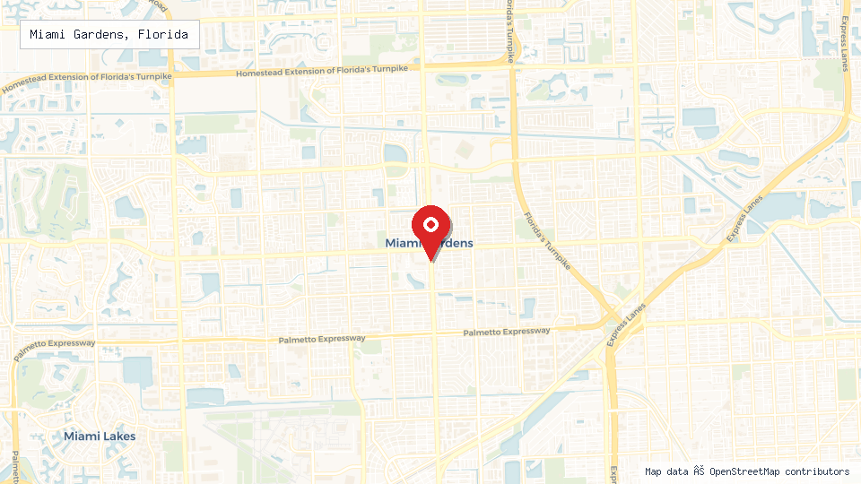 Street map of Miami Gardens, Florida with location pin
