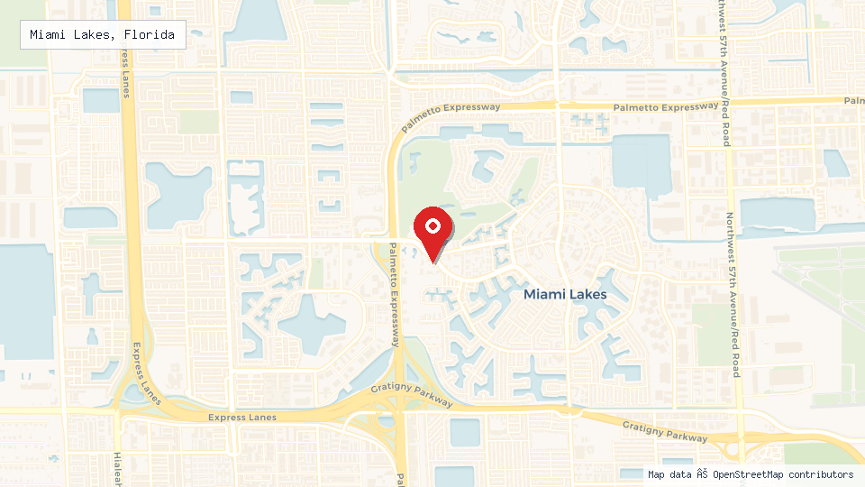 Street map of Miami Lakes, Florida with location pin