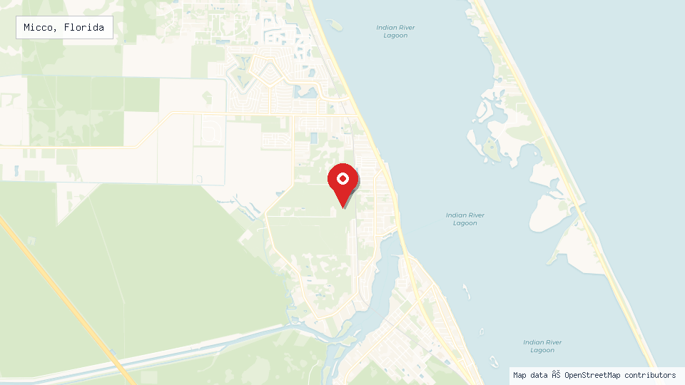 Street map of Micco, Florida with location pin