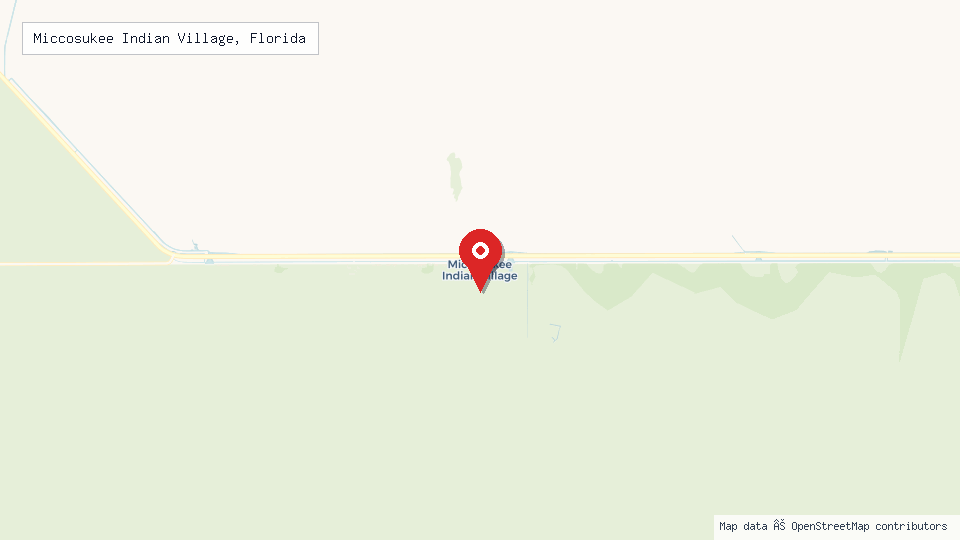 Street map of Miccosukee Indian Village, Florida with location pin