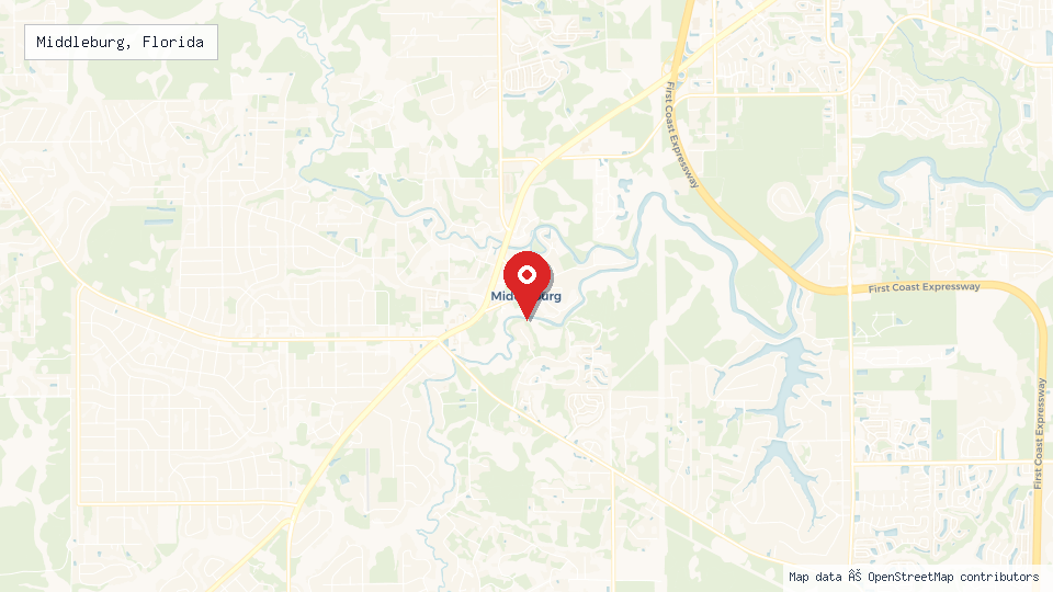 Street map of Middleburg, Florida with location pin