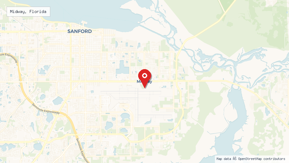 Street map of Midway, Florida with location pin