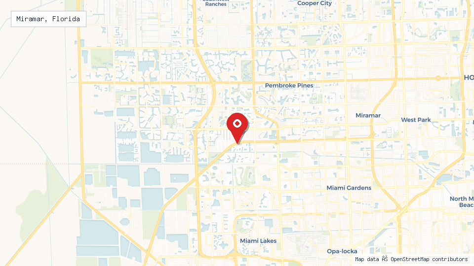 Street map of Miramar, Florida with location pin