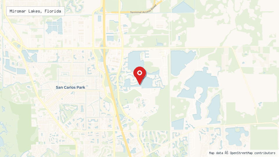 Street map of Miromar Lakes, Florida with location pin