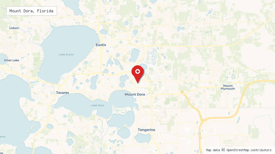 Street map of Mount Dora, Florida with location pin