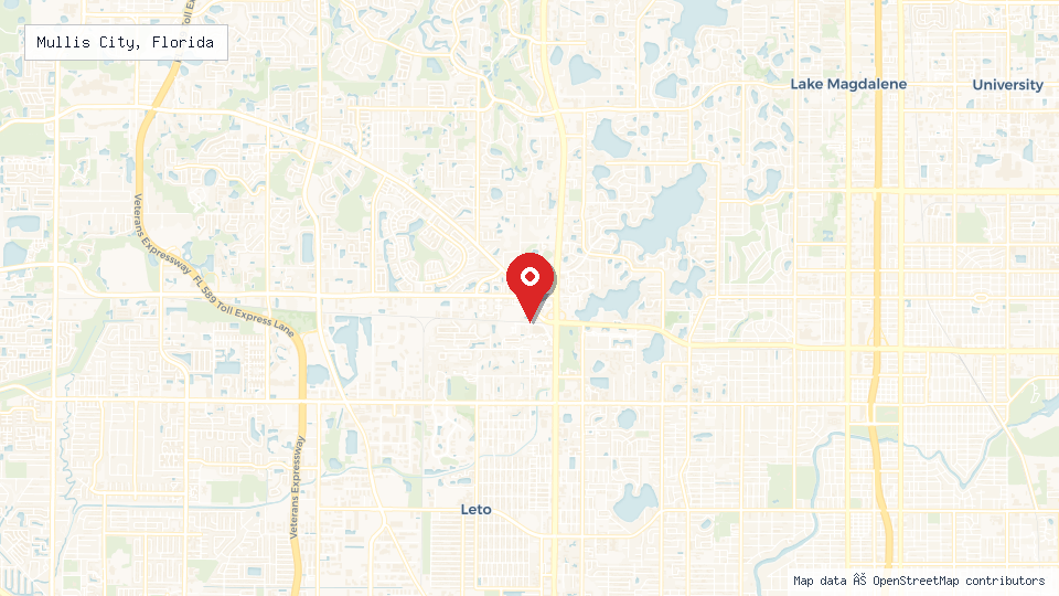 Street map of Mullis City, Florida with location pin