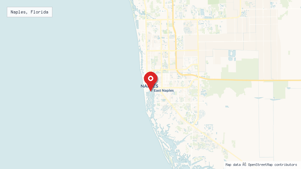 Street map of Naples, Florida with location pin