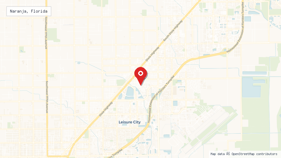 Street map of Naranja, Florida with location pin