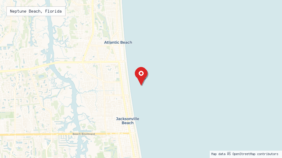 Street map of Neptune Beach, Florida with location pin