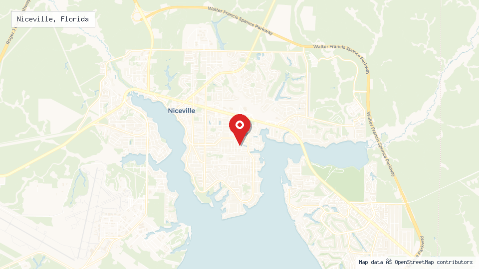 Street map of Niceville, Florida with location pin