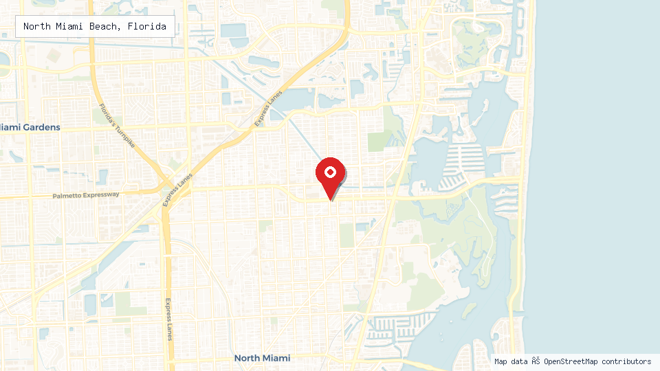 Street map of North Miami Beach, Florida with location pin