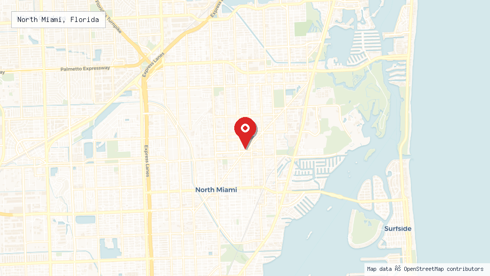 Street map of North Miami, Florida with location pin