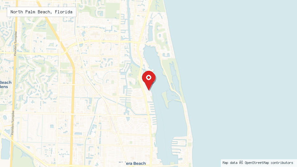 Street map of North Palm Beach, Florida with location pin