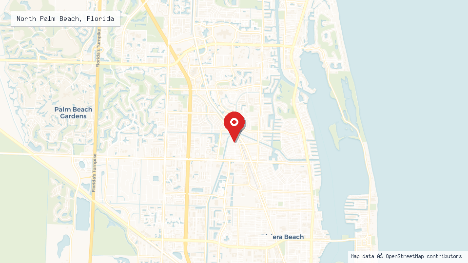 Street map of North Palm Beach, Florida with location pin