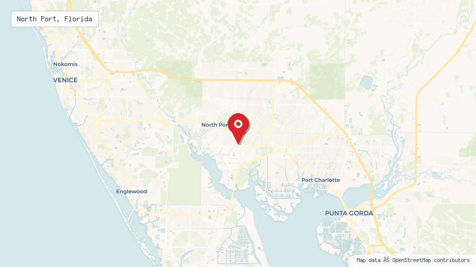 Street map of North Port, Florida with location pin